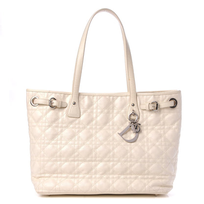 Christian Dior Coated Canvas Cannage Small Panarea Tote White 1 of 14