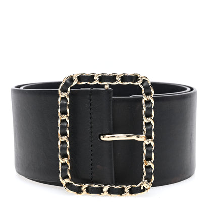 Chanel Lambskin Chain Square Buckle Belt 70 28 Black 1 of 4