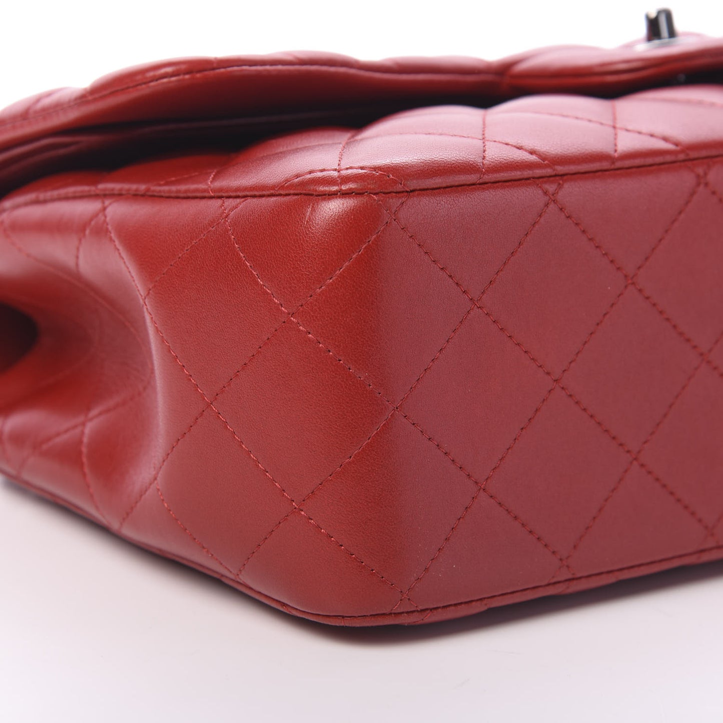 Lambskin Quilted Jumbo Double Flap Red