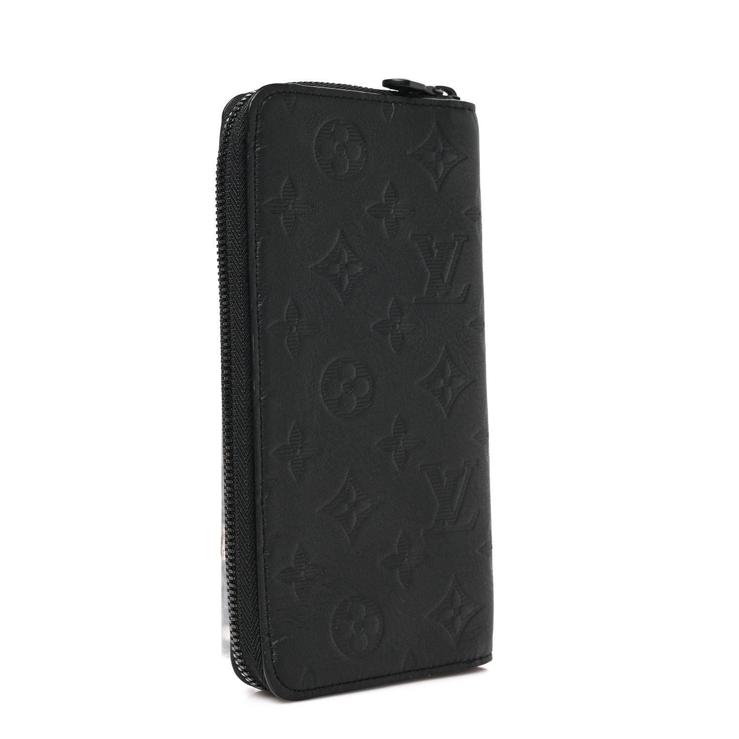 Louis Vuitton Calfskin Monogram Shadow Vertical Zippy Wallet Black 3 of 6