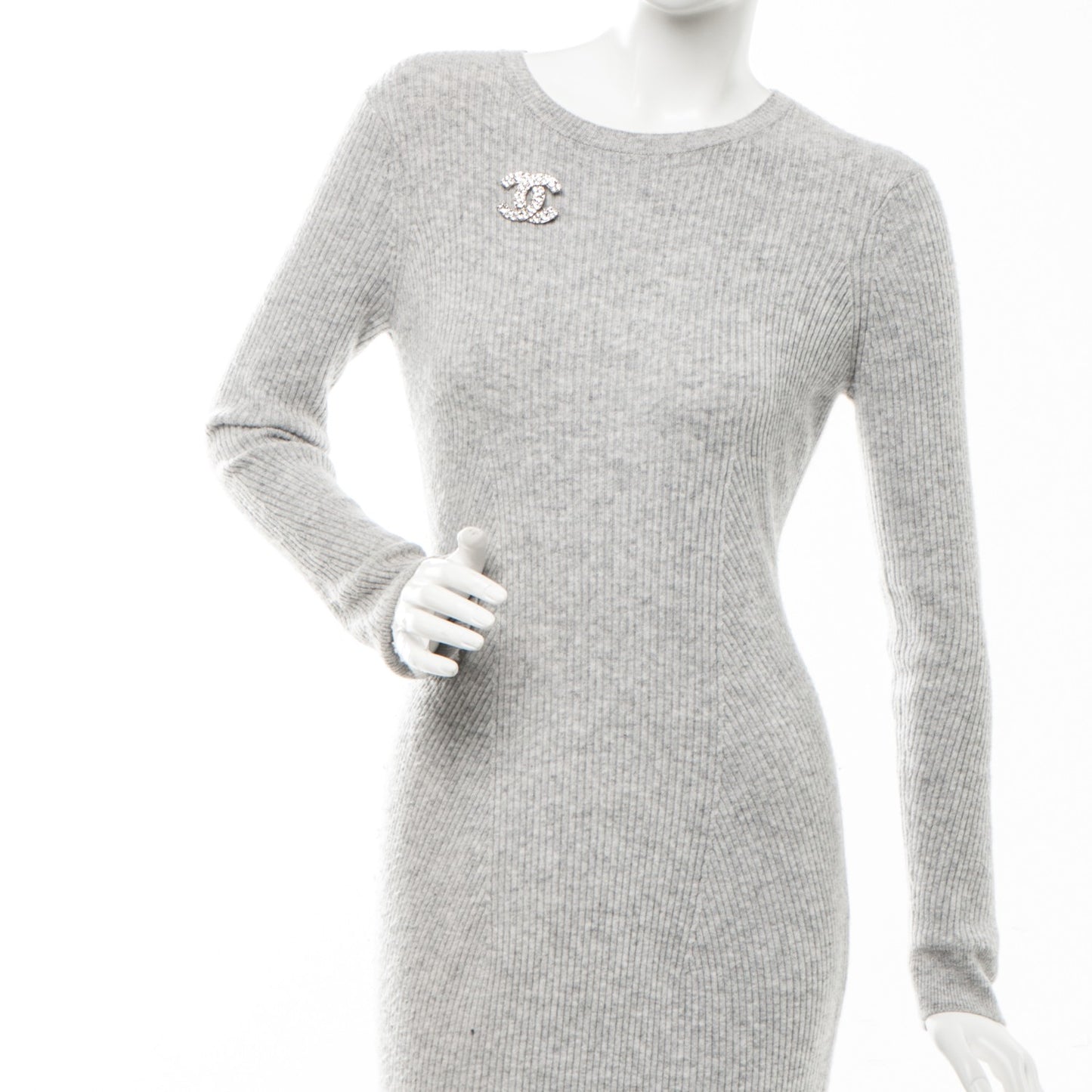 Crystal Large CC Brooch Silver