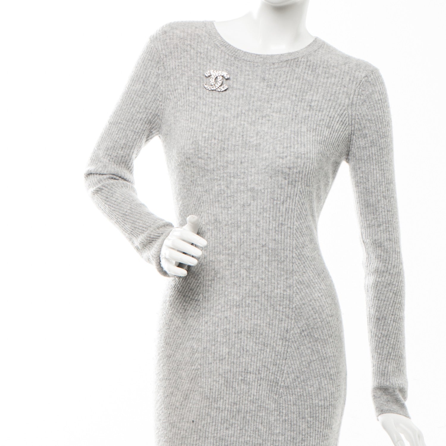 Chanel Crystal Large CC Brooch Silver 2 of 4