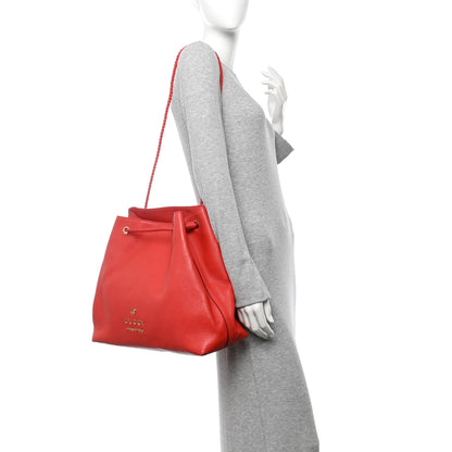 Gucci Calfskin Large Gifford Braided Handle Tote Sporting Red 2 of 11