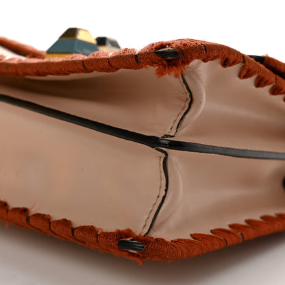 Fendi Vitello Liberty Lucido Ribbon Lace Up Studded Small Kan I Shoulder Bag Plaster 11 of 12