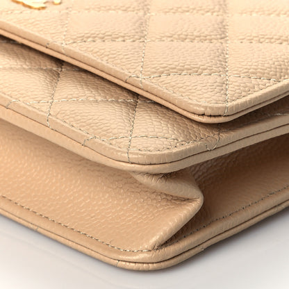 Chanel Caviar Quilted Wallet On Chain WOC Beige 6 of 12