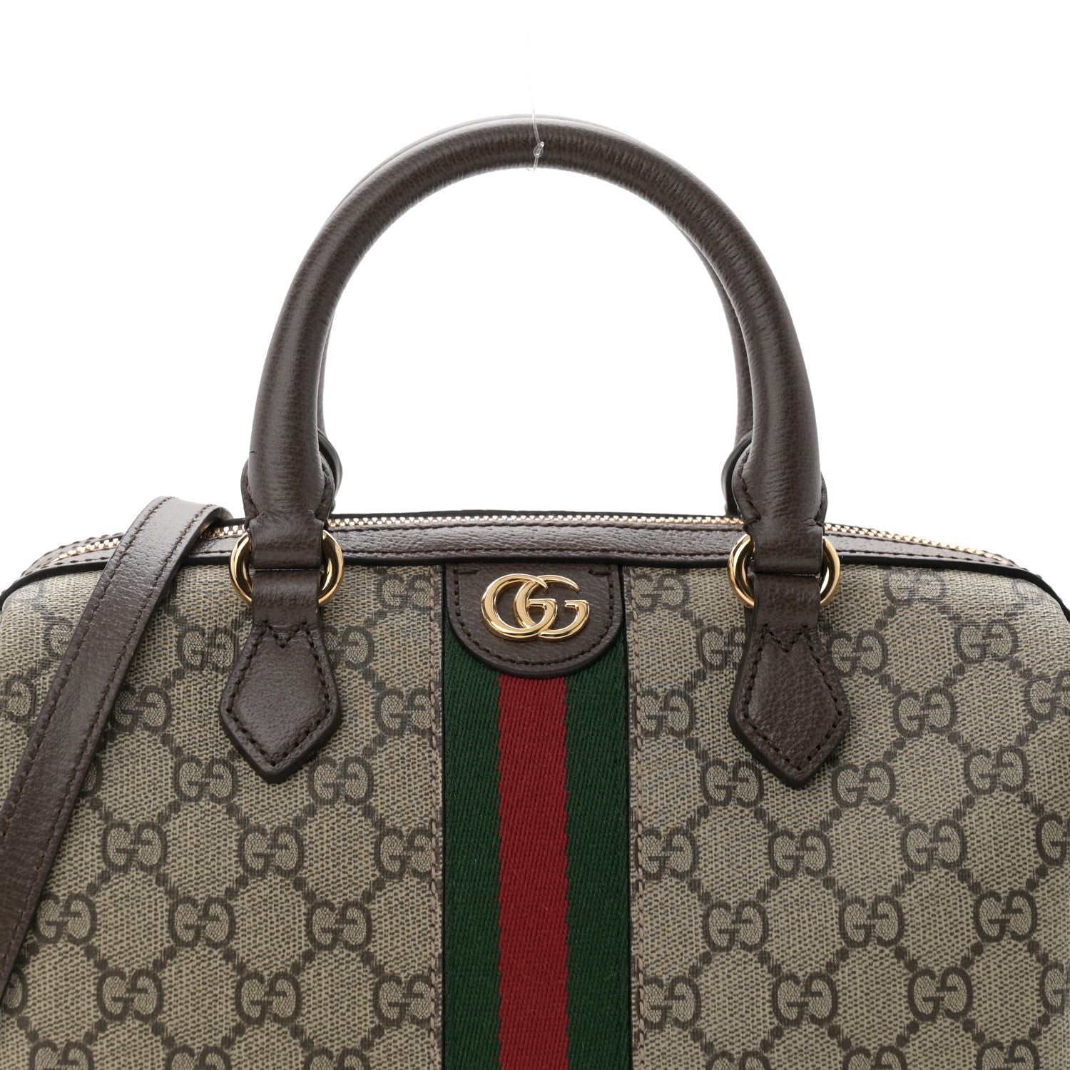 Gucci GG Supreme Monogram Web Small Ophidia Top Handle Bag Beige Ebony 8 of 10