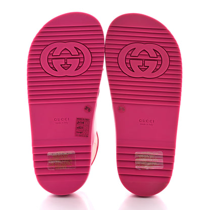 Gucci Calfskin Elizabeth Nappa Charlotte Logo Slingback Sandals 37.5 Fancy Fuchsia 6 of 13