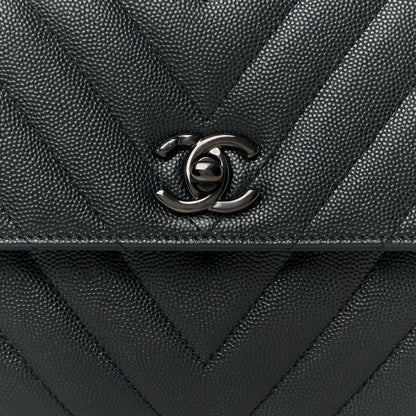Chanel Caviar Chevron Quilted Mini Coco Handle Flap So Black 9 of 13