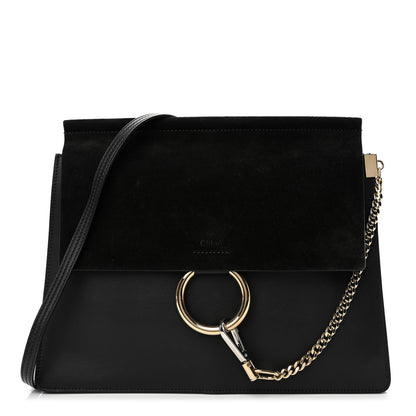 Chloe Suede Calfskin Medium Faye Shoulder Bag Black 1 of 12