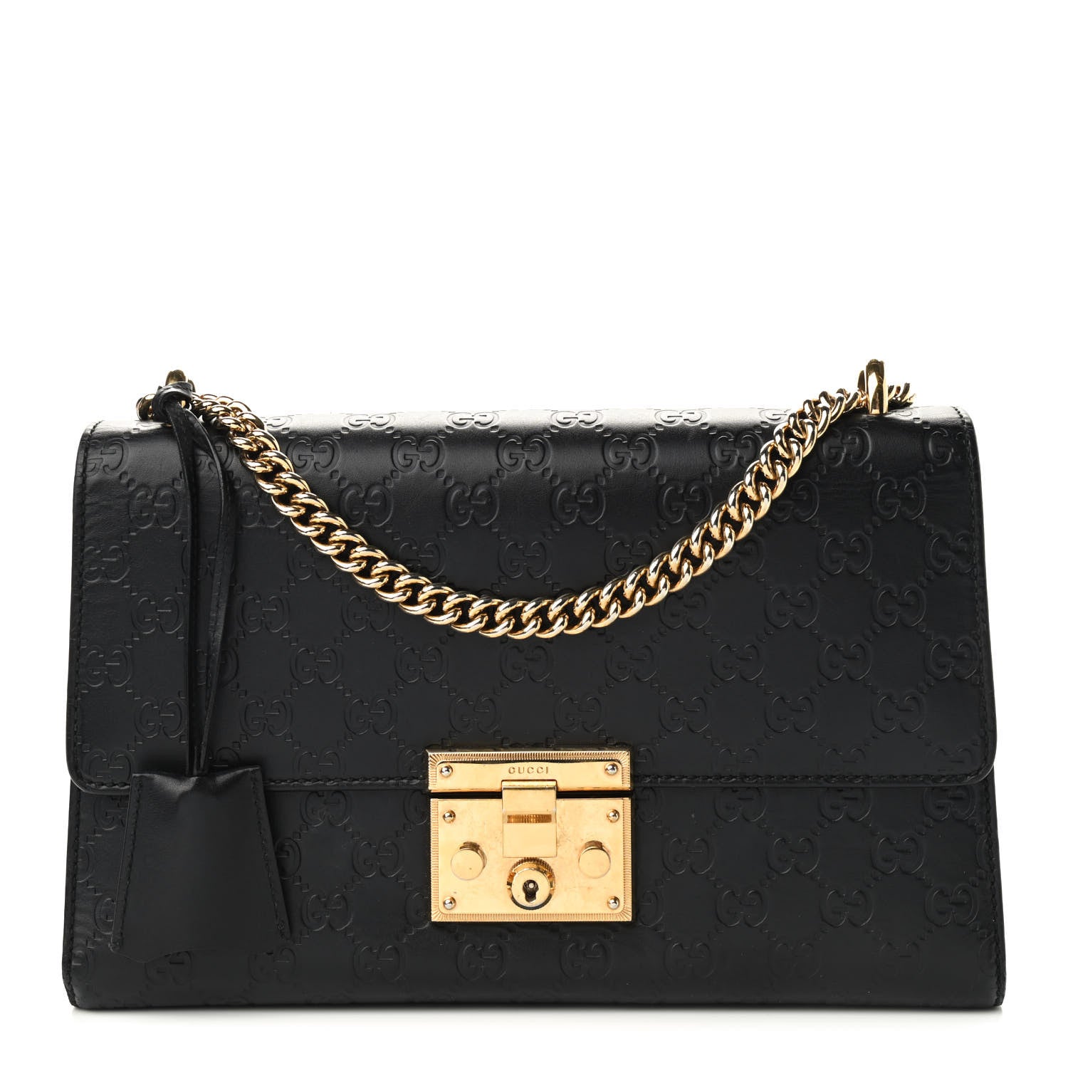 Gucci Guccissima Medium Padlock Shoulder Bag Black 1 of 14