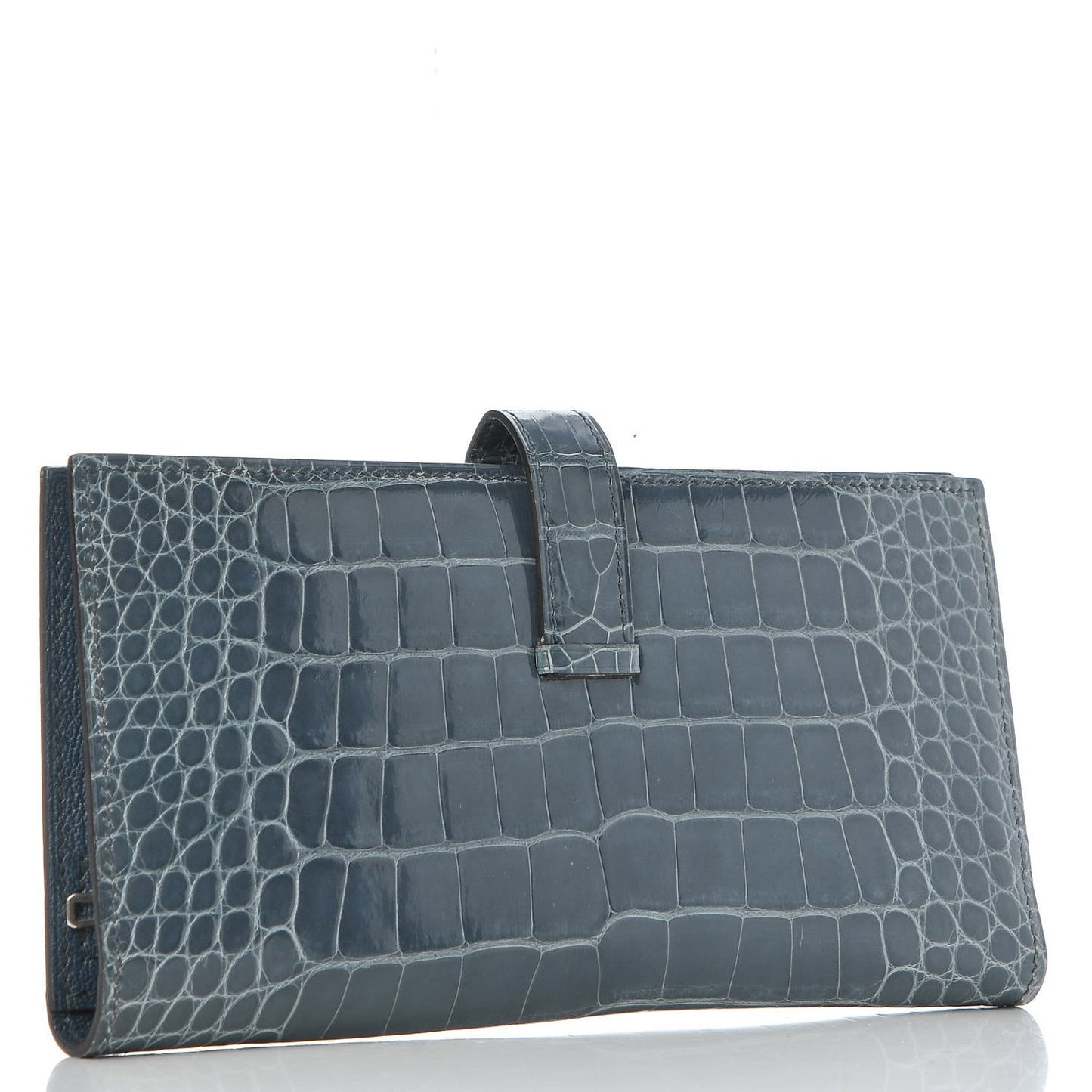 Shiny Alligator Bearn Wallet Bleu Tempete