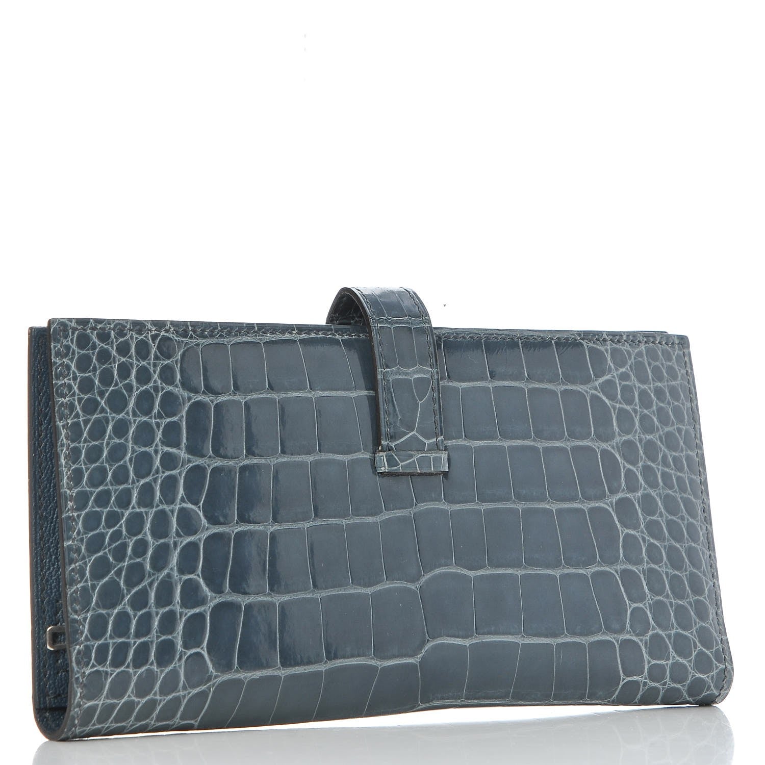 Hermes Shiny Alligator Bearn Wallet Bleu Tempete 3 of 7