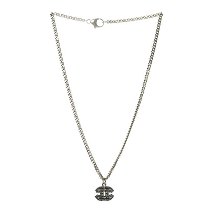 Chanel Crystal Enamel Striped CC Necklace Blue Gold 3 of 6