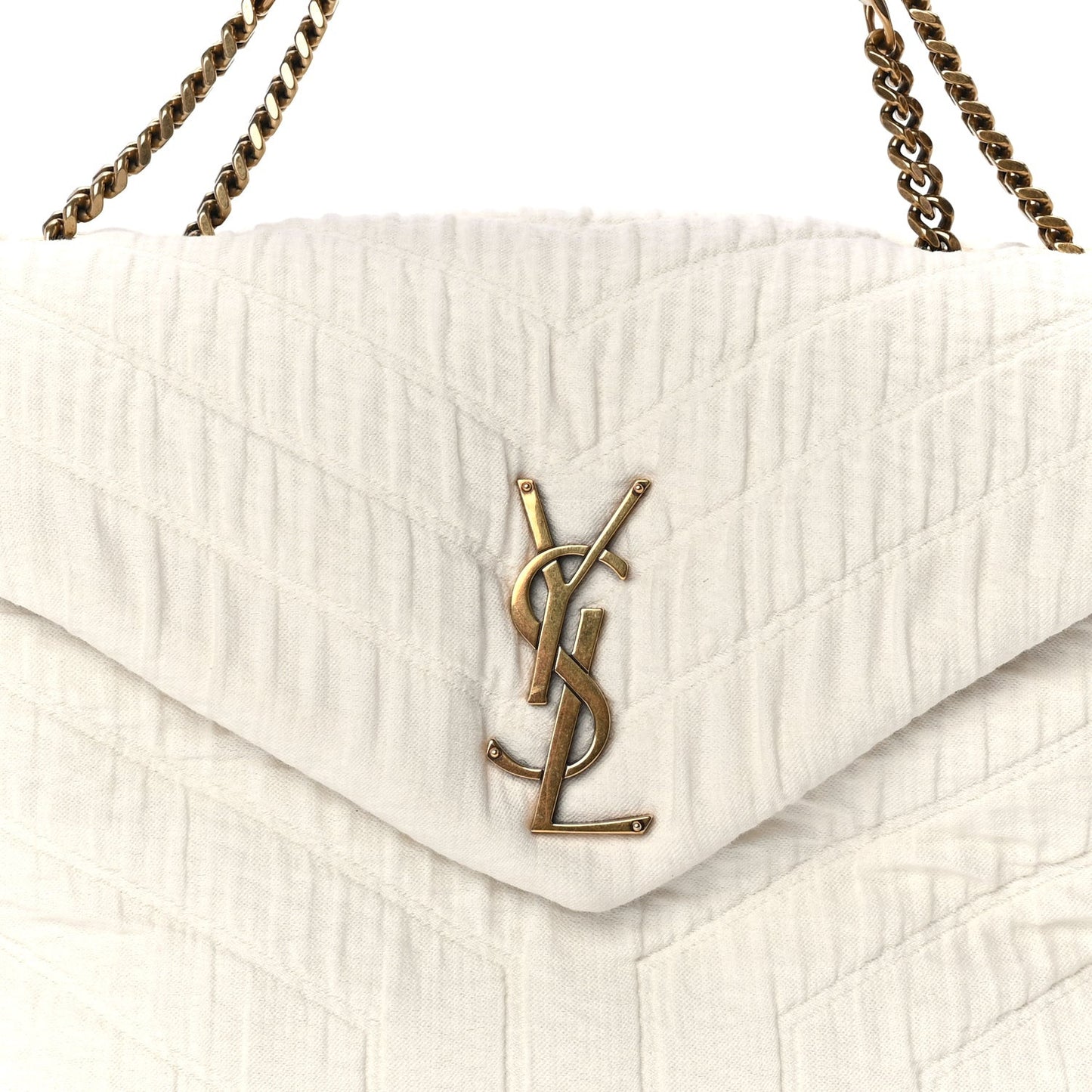 Cotton Gauze Y Quilted Monogram Small Loulou Chain Satchel Vanilla Ice
