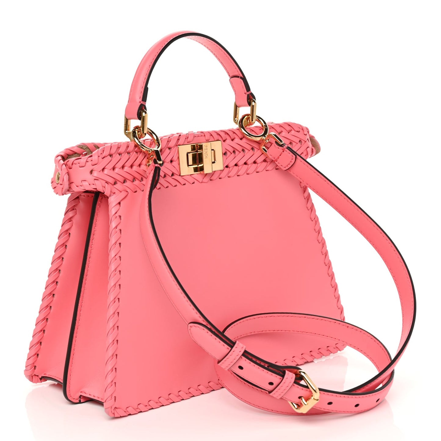 Vitello King Shiny Nappa Intreccio Small Peekaboo I SEE U Satchel Pink Dalia