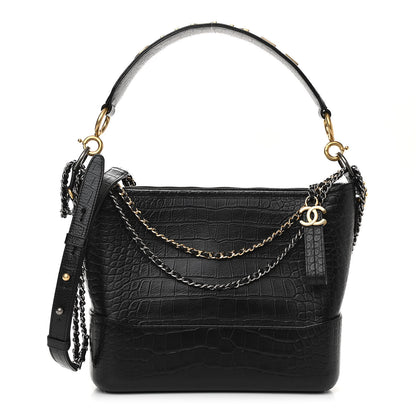 Chanel Crocodile Embossed Calfskin Medium Gabrielle Cocodile Hobo Black 1 of 10