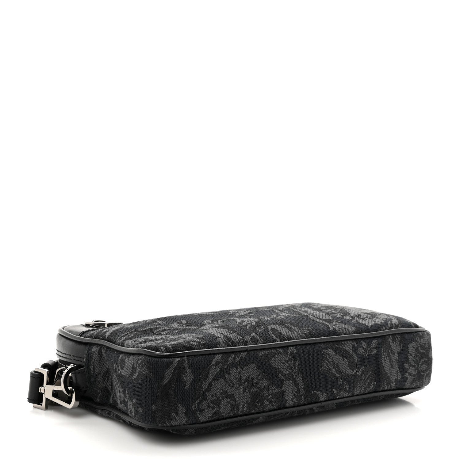 Versace Fabric Jacquard Calfskin Barocco Wristlet Pouch Black 4 of 6