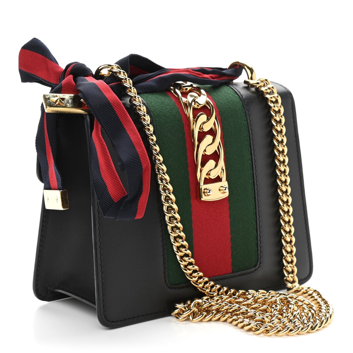 Calfskin Mini Sylvie Chain Shoulder Bag Black