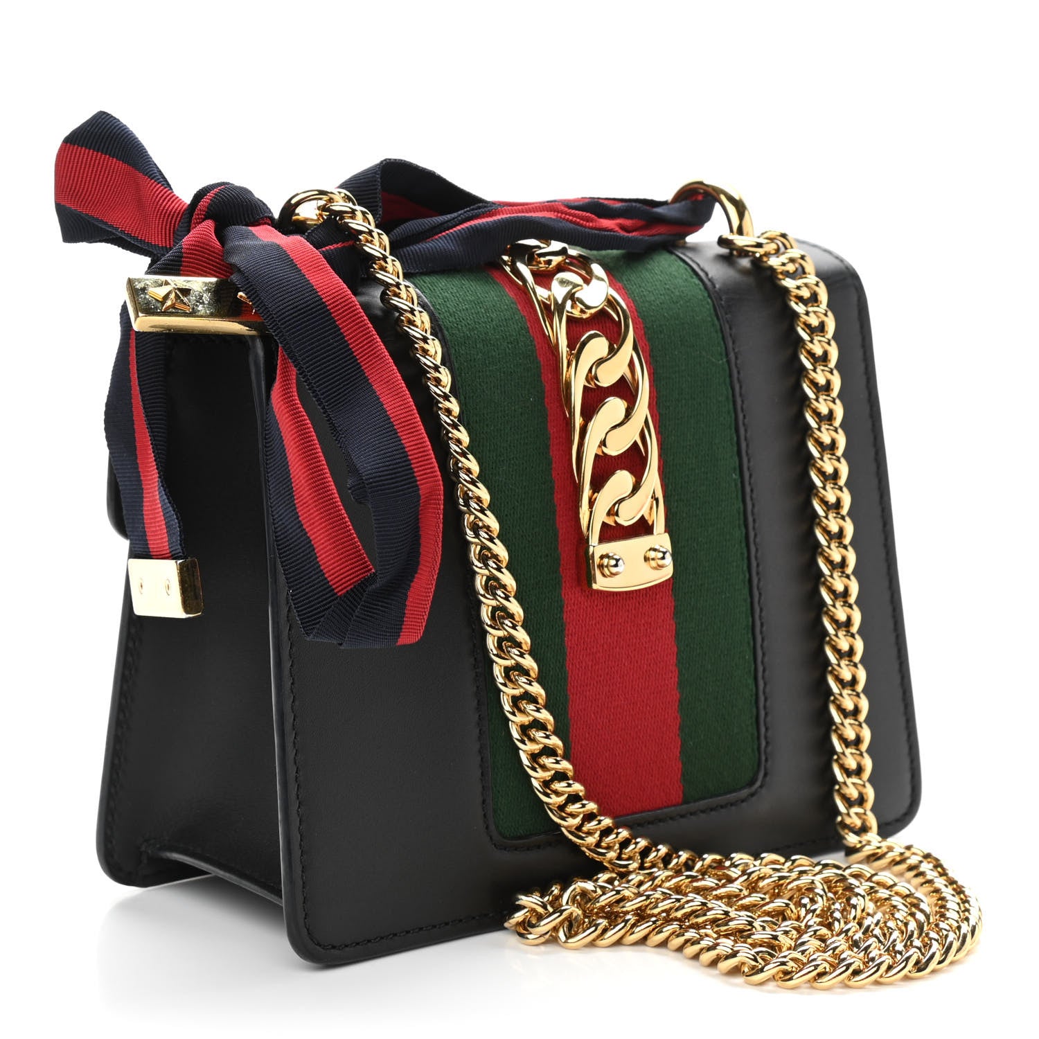 Gucci Calfskin Mini Sylvie Chain Shoulder Bag Black 3 of 10