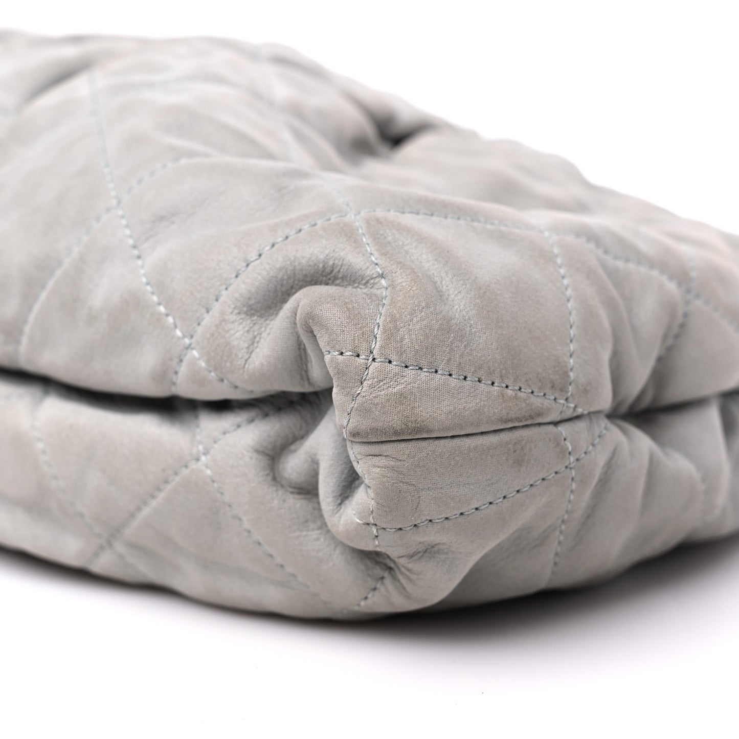 Iridescent Calfskin Chic Quilt Frame Tote Light Grey