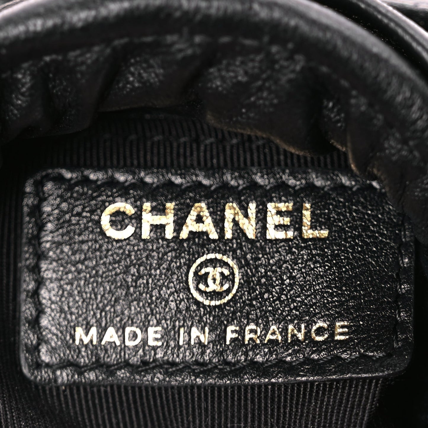 Calfskin Quilted Mini Drawstring Bucket Bag Black