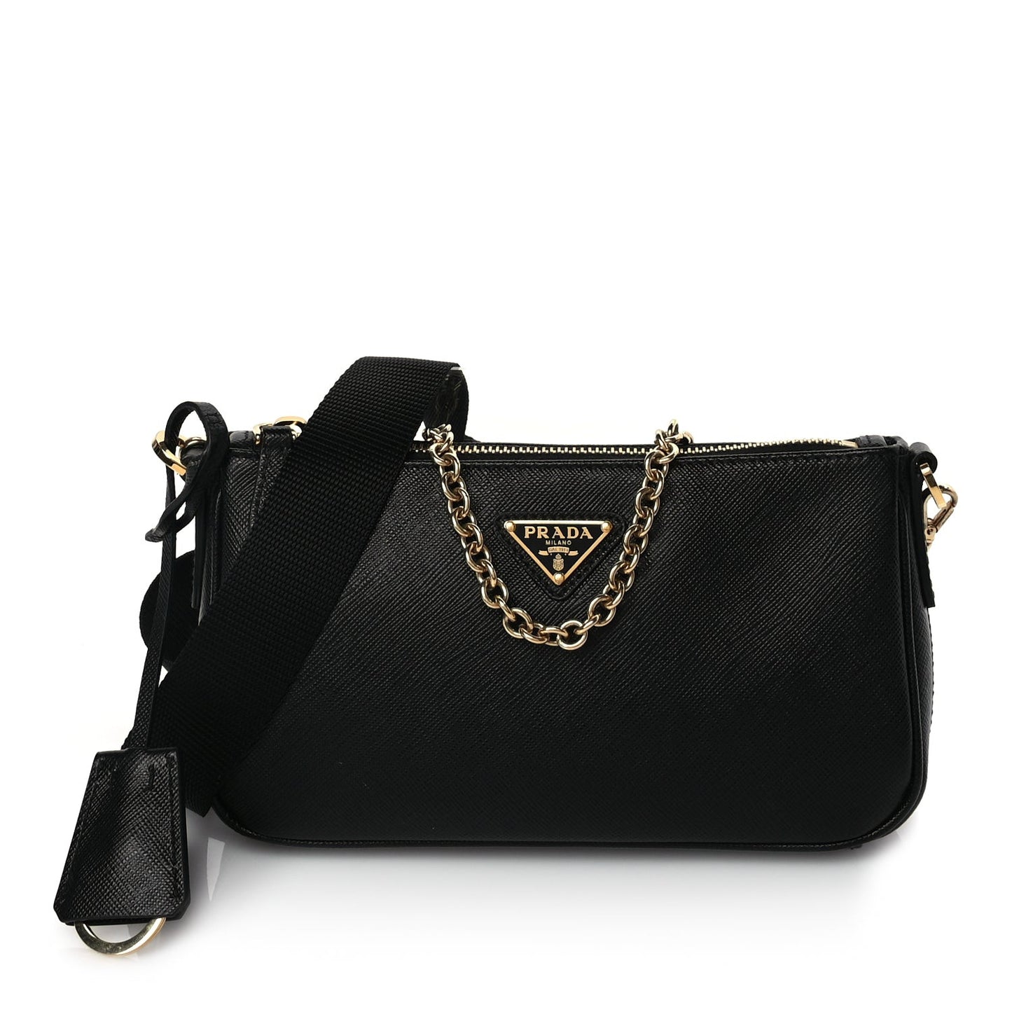 Saffiano Lux Re-Edition 2000 Shoulder Bag Black