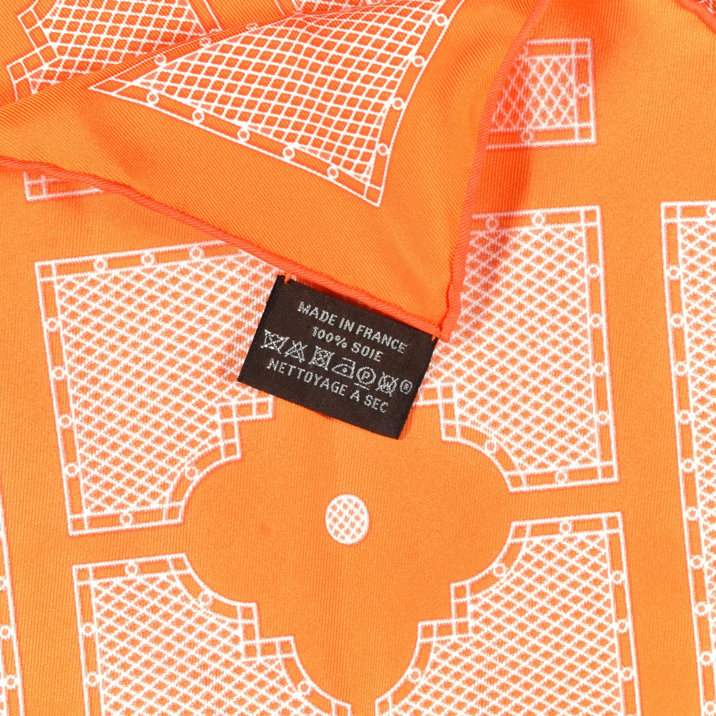 Silk Gavroche Sellier Pocket Square Scarf Orange White