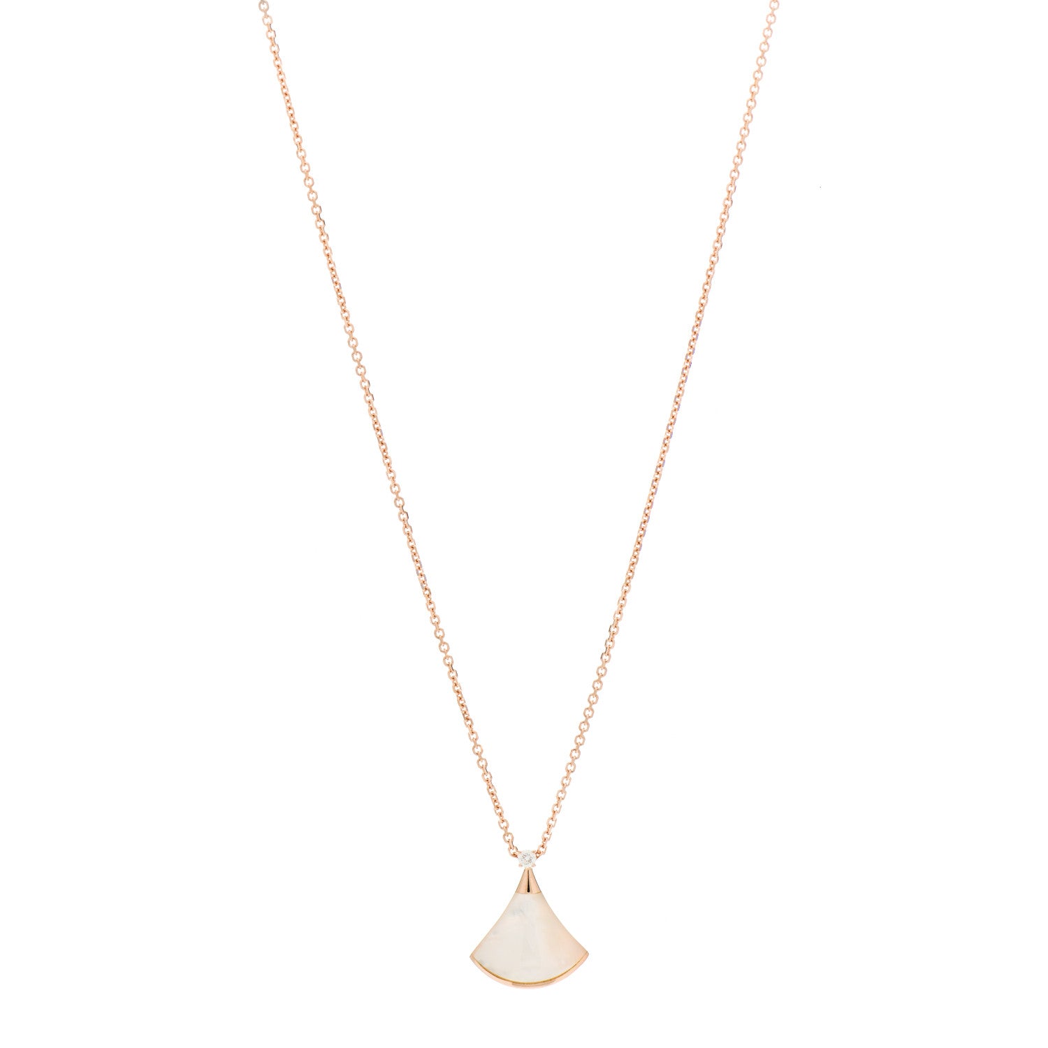 Bulgari 18K Rose Gold Diamond Mother of Pearl Small Divas' Dream Pendant Necklace 1 of 5