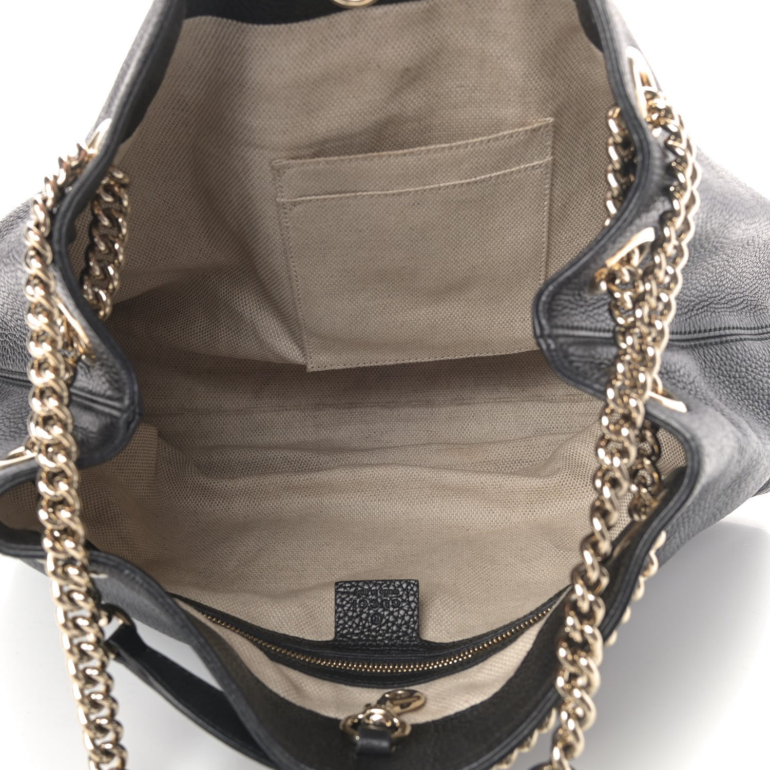 Gucci Pebbled Calfskin Medium Soho Chain Shoulder Bag Black 4 of 8