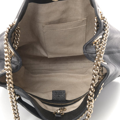 Gucci Pebbled Calfskin Medium Soho Chain Shoulder Bag Black 4 of 8