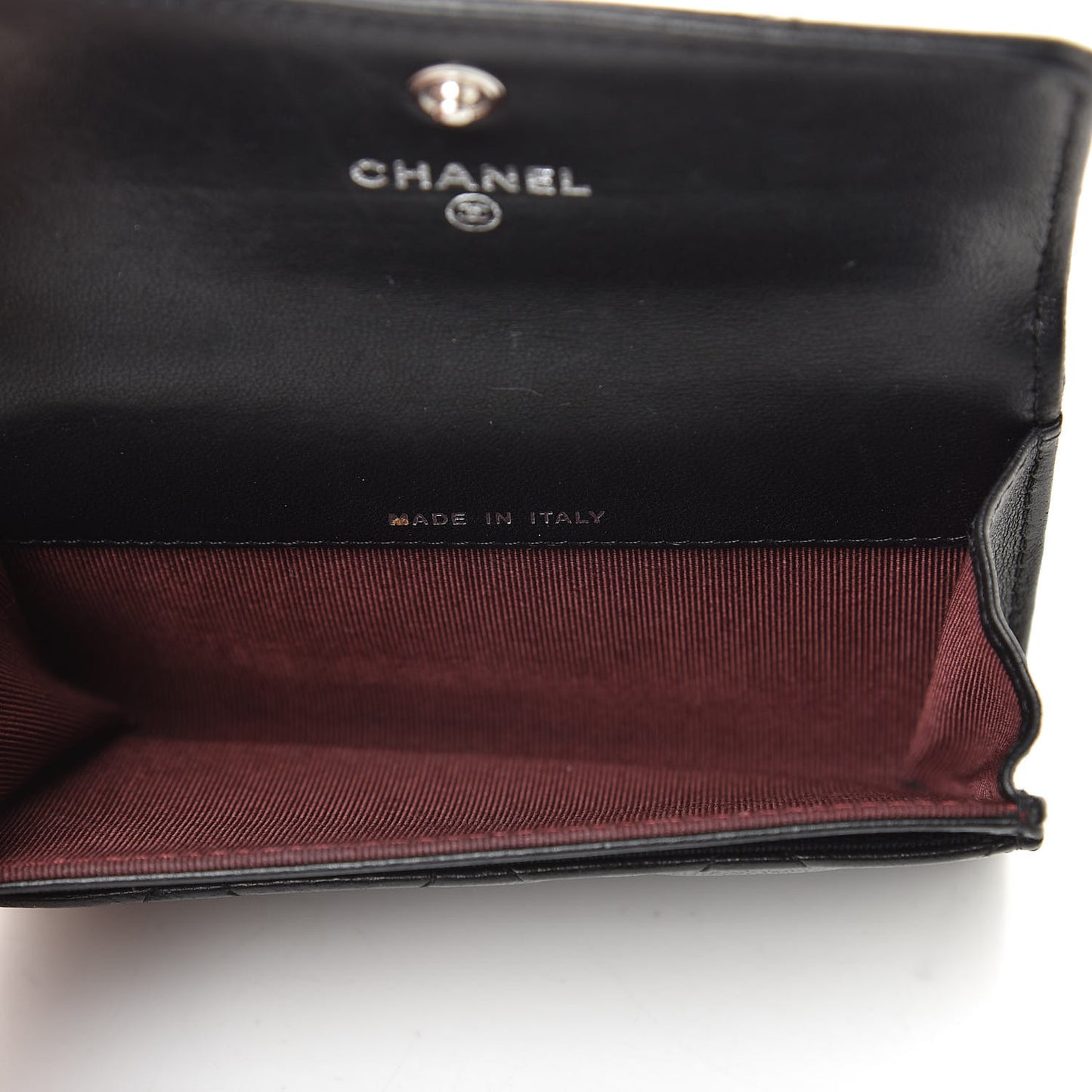 Lambskin Quilted Flap Card Holder Black