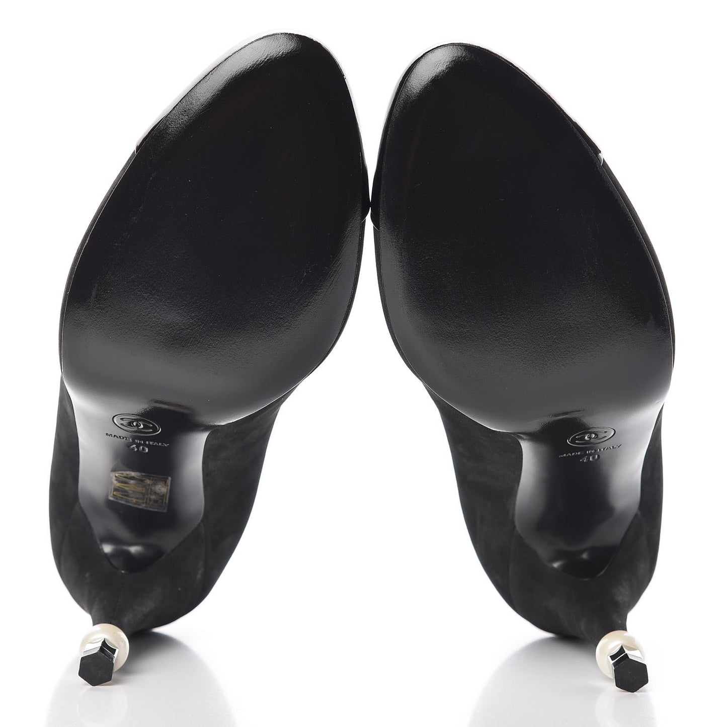 Suede Calfskin Patent Cap Toe CC Pumps 40 Black