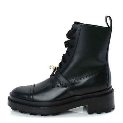 Hermes Glossed Calfskin Funk Ankle Boots 37 Black 1 of 8