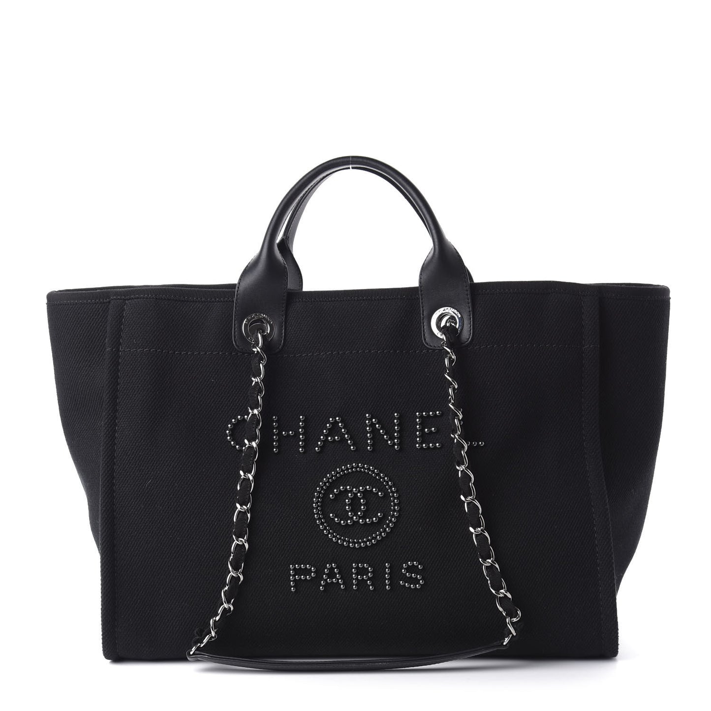 Canvas Pearl Medium Deauville Tote Black