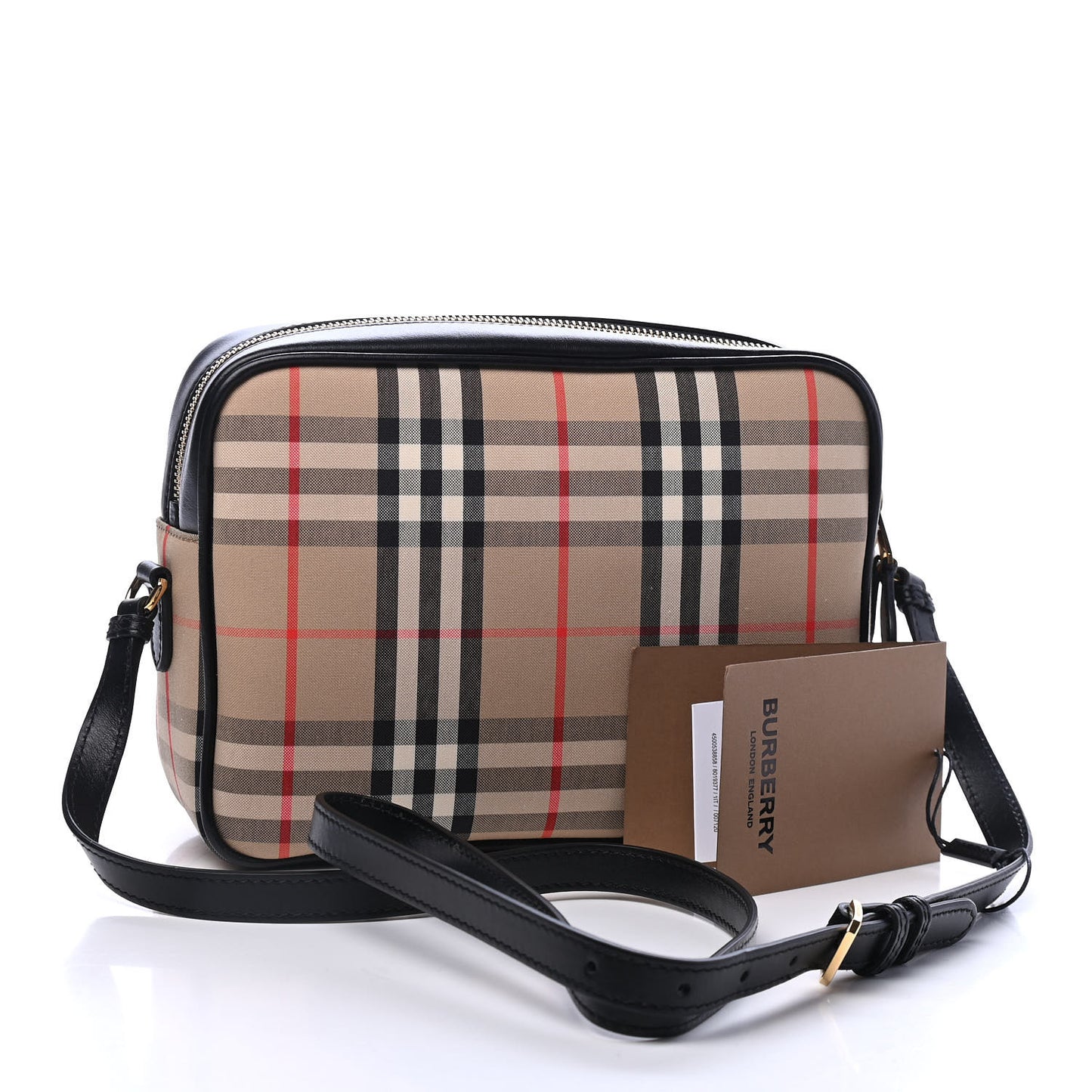 Calfskin Vintage Check Medium Camera Bag Archive Beige
