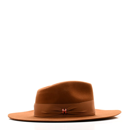 Hermes Rabbit Felt Laquered Gold Faubourg Pop H Hat 56 Marron Chutney 1 of 9