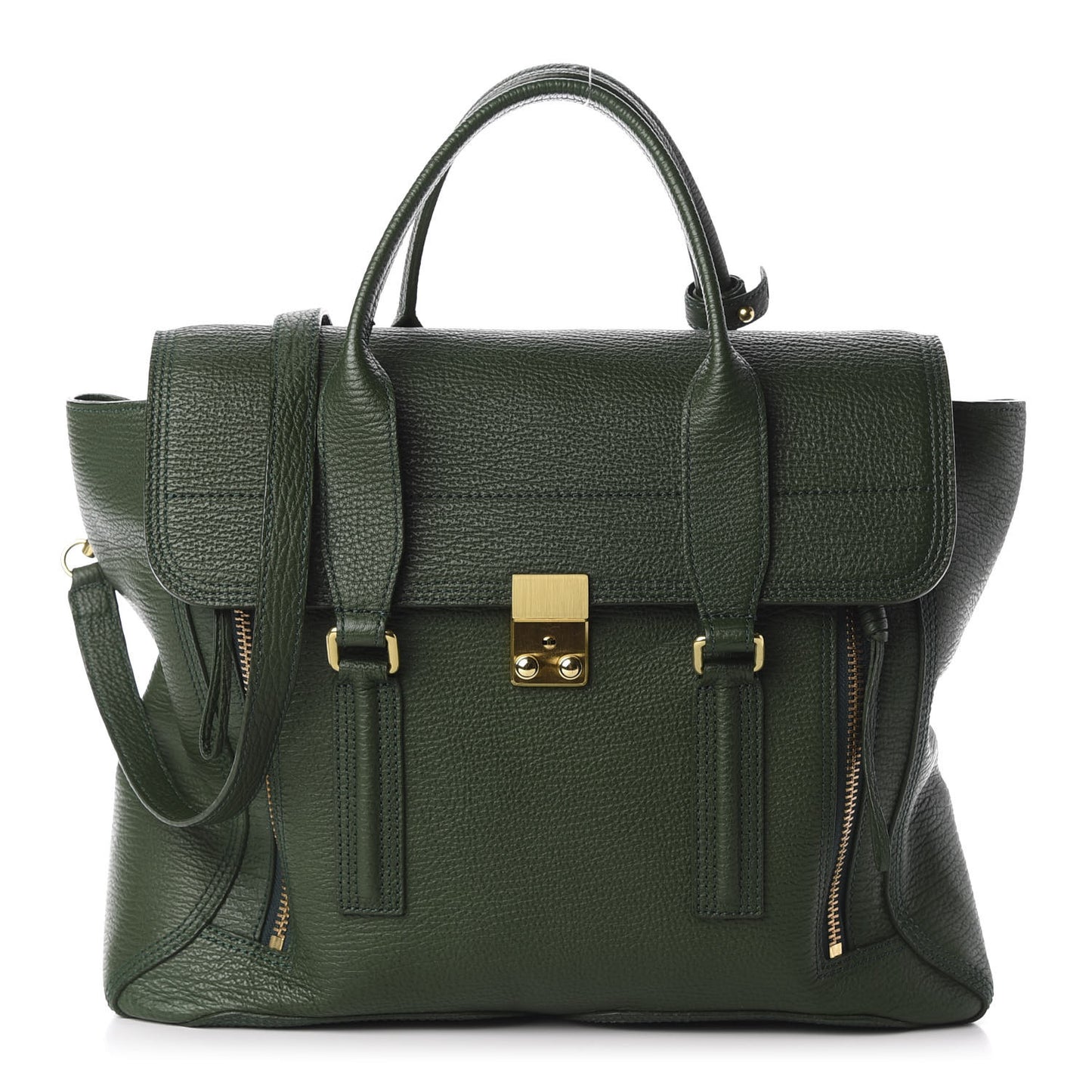 3.1 Textured Calfskin Large Pashli Satchel Jade