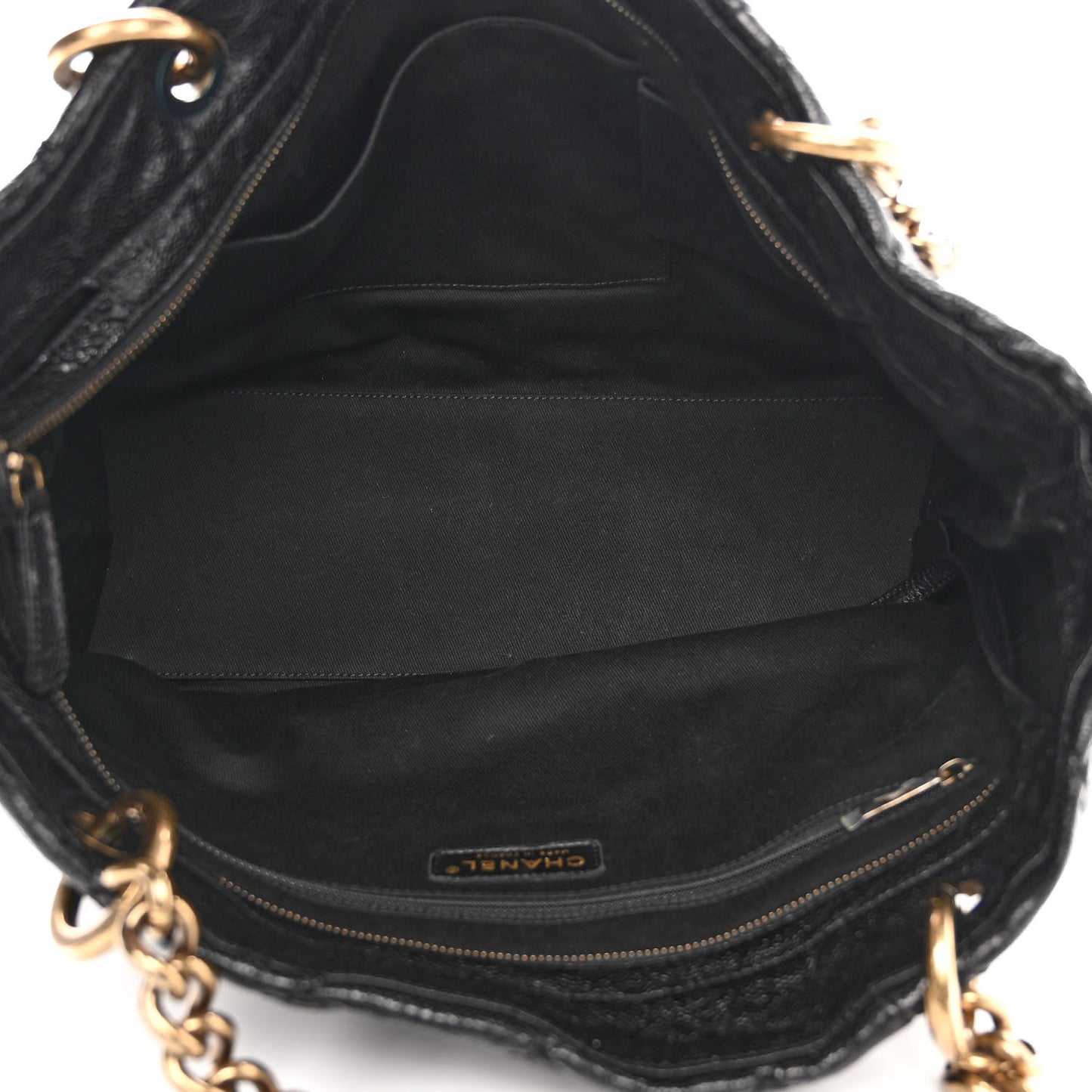 Glazed Caviar Coco Pleats Tote Black