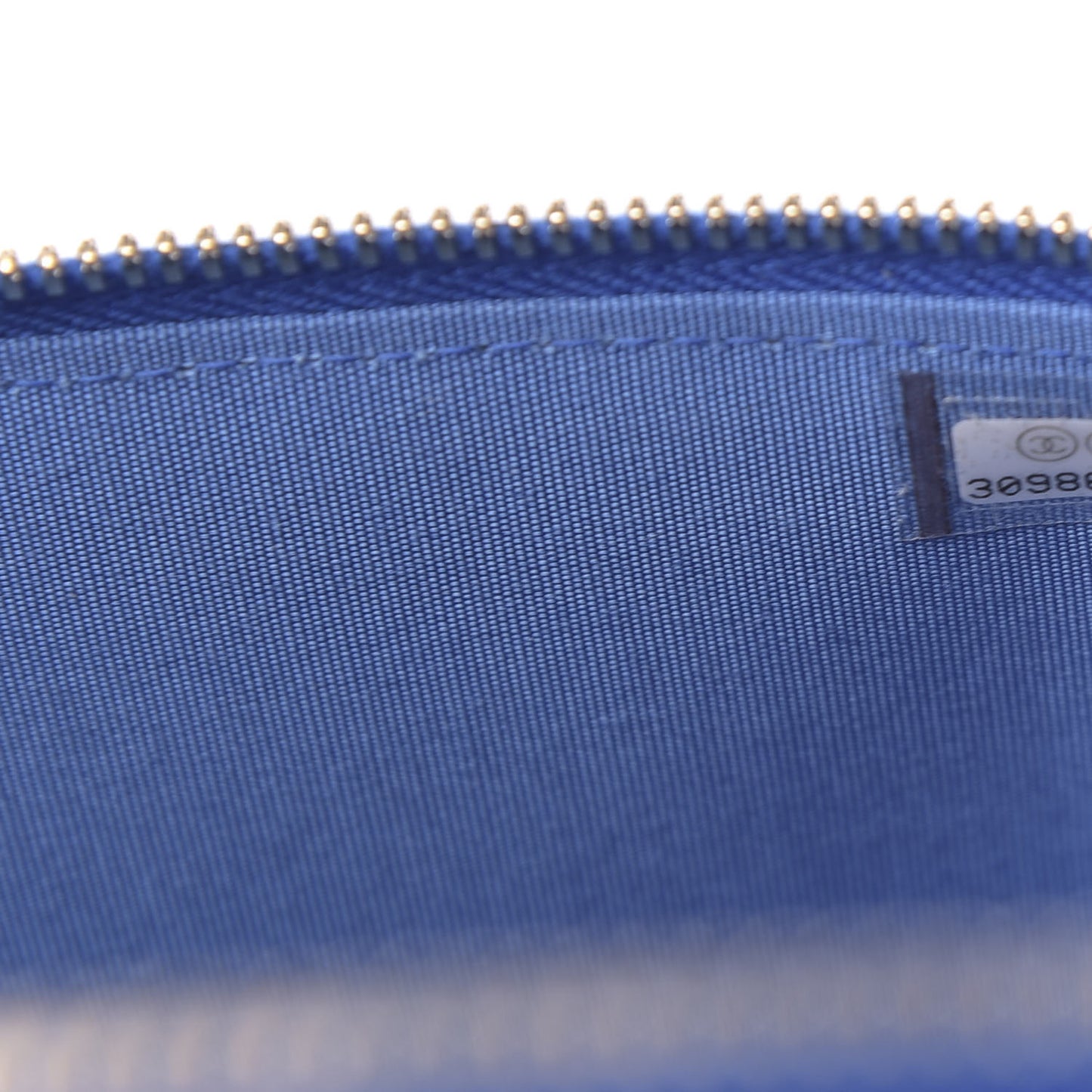 Raffia Jute Striped Small Vanity Case With Chain Blue Beige