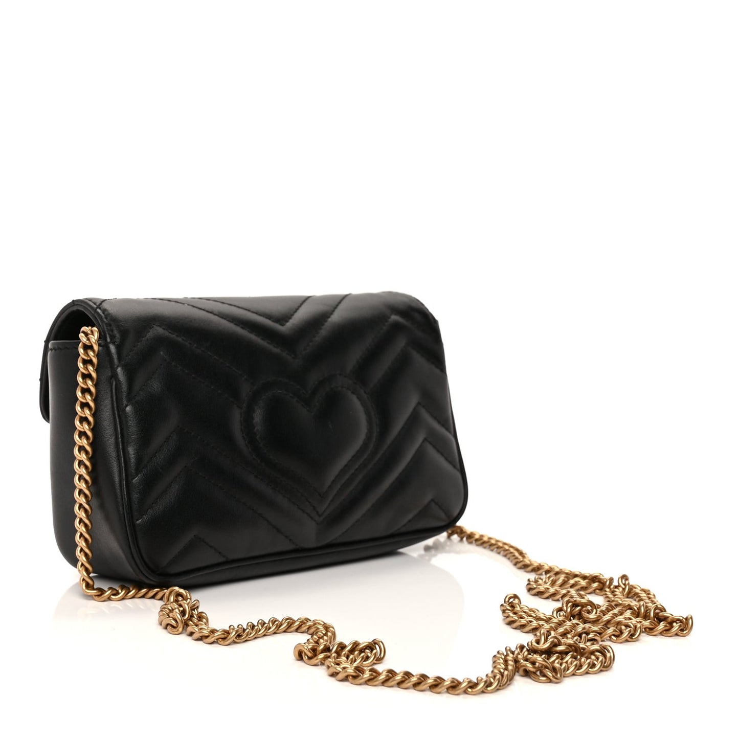Calfskin Matelasse Super Mini GG Marmont Shoulder Bag  Black
