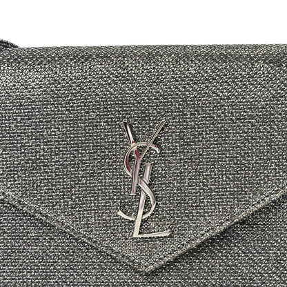 Saint Laurent Metallic Fabric Monogram Envelope Chain Wallet  Anthracite 6 of 8