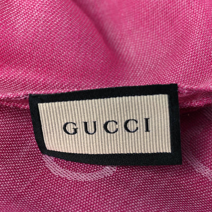 Gucci Wool Silk Monogram GGWeb Fringe Shawl Zinc Pink 3 of 3