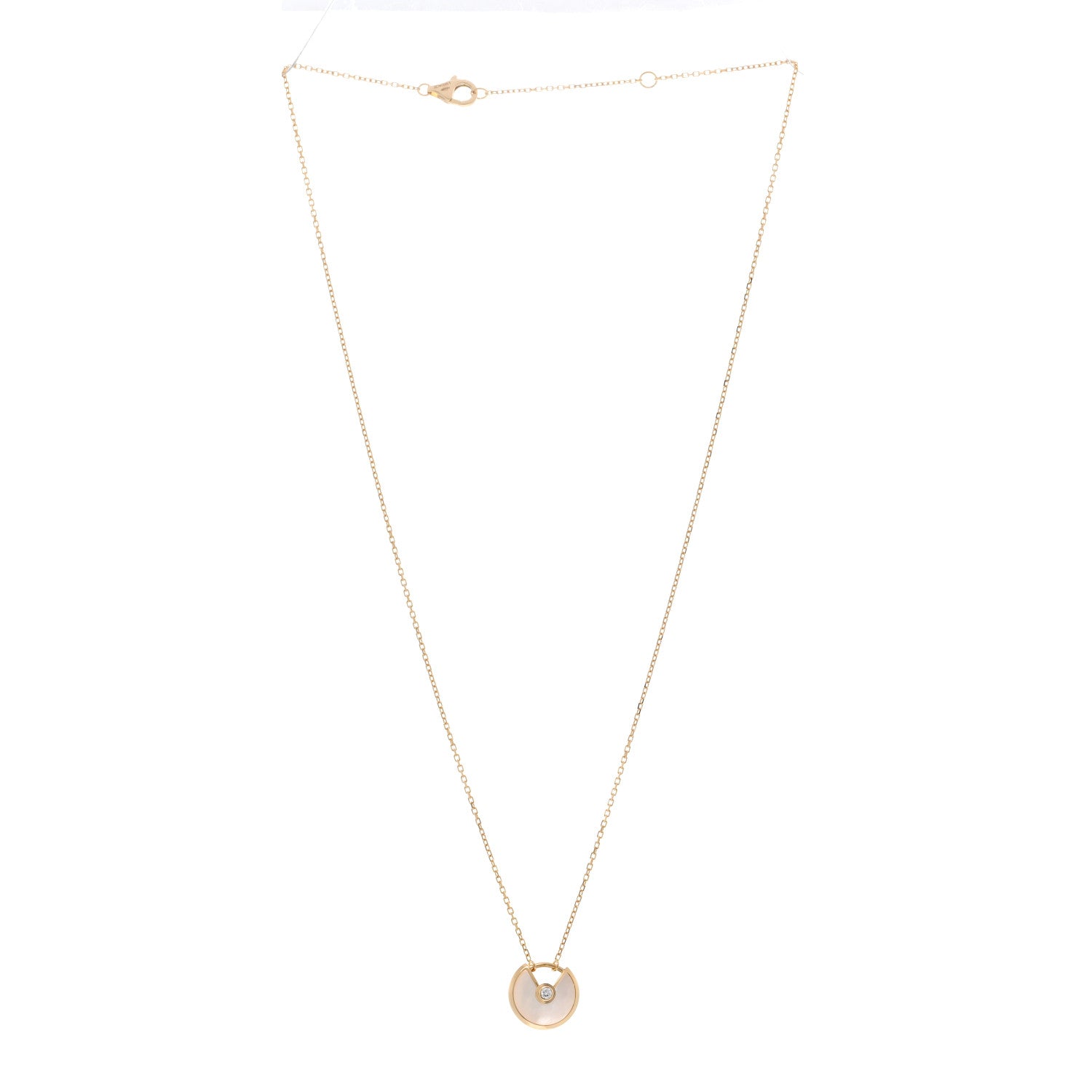 Cartier 18K Yellow Gold Diamond Mother of Pearl XS Amulette de Cartier Pendant Necklace 3 of 5