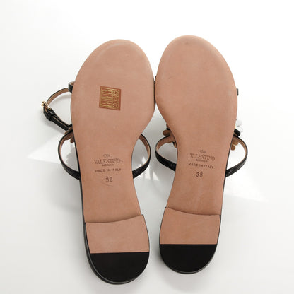 Valentino Garavani Nappa Ankle Strap Love Me Daisy Flat Sandals 38 Black 6 of 7
