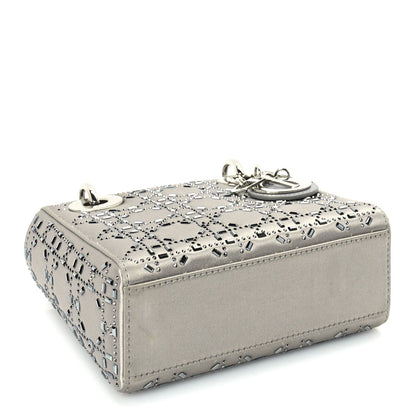 Christian Dior Satin Crystal Cannage Mini Lady Dior Grey 3 of 8