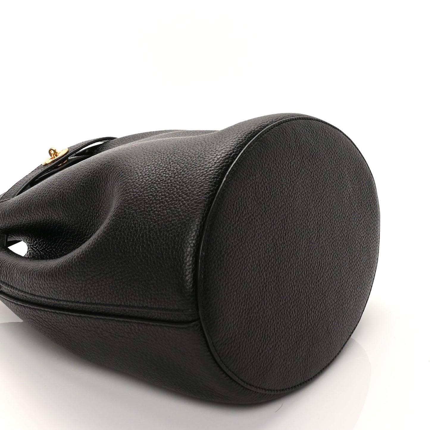 Small Classic Grain Calfskin Small Abbey Bucket Bag Black