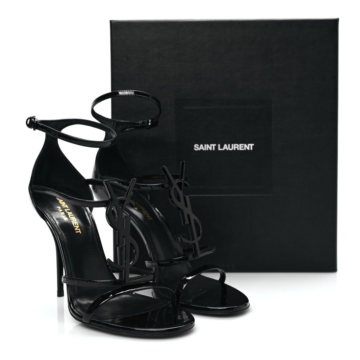 Saint Laurent Patent Cassandra 100 Sandals 38 Black 8 of 8