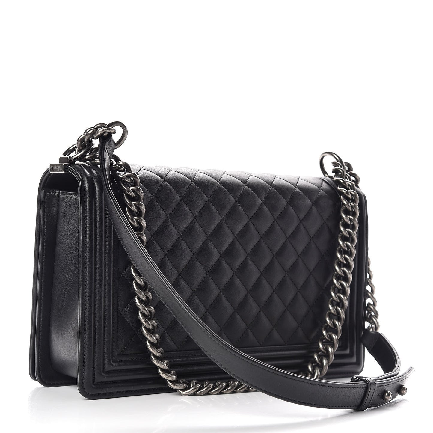 Calfskin Quilted New Medium Boy Flap Black