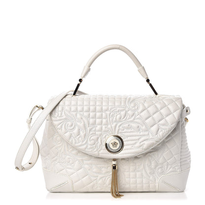 Versace Nappa Barocco Quilted Altea Vanitas Satchel White 1 of 8
