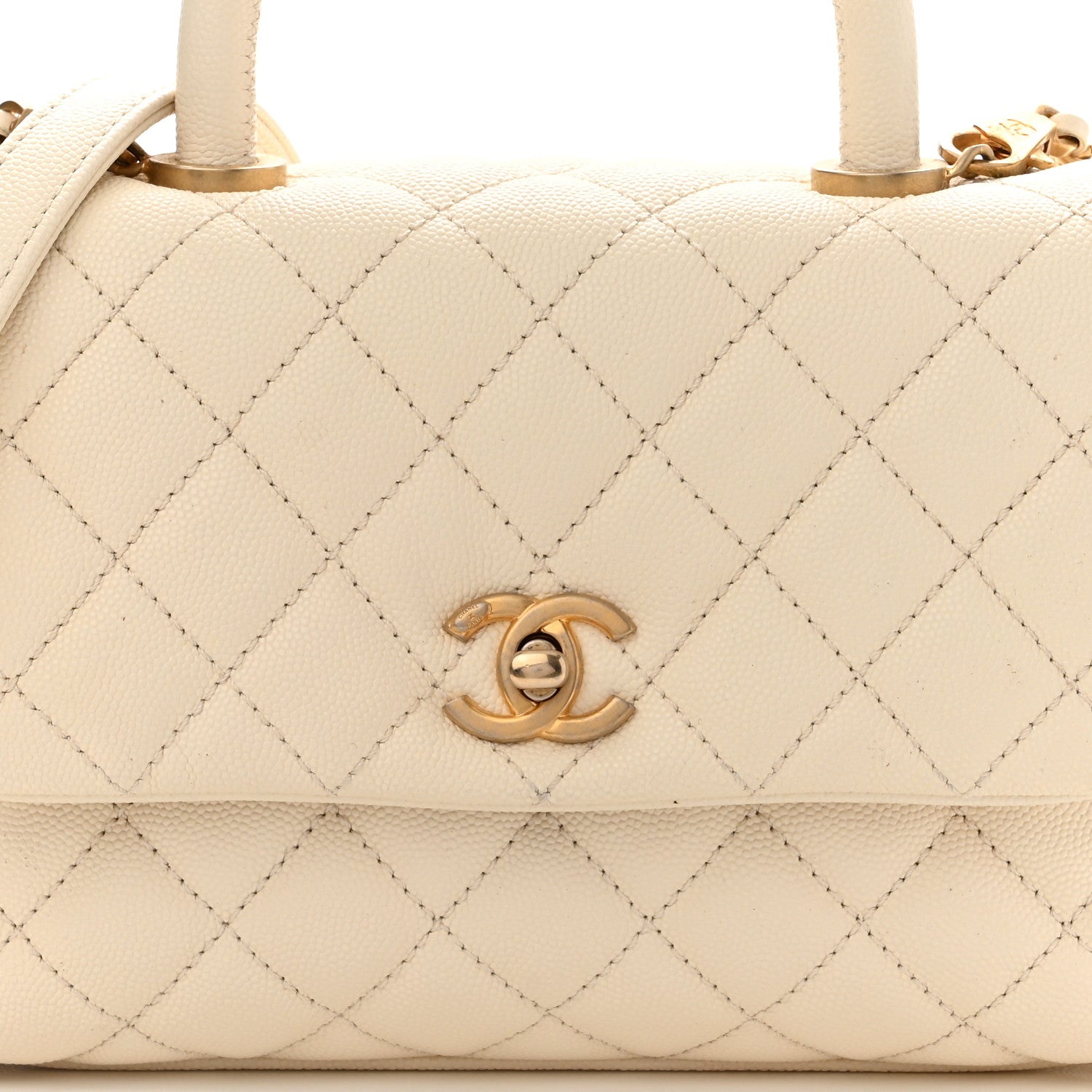 Chanel Caviar Quilted Mini Coco Handle Flap Beige 7 of 10